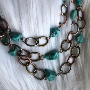 7 Turquoise Statement Necklace and Earring Set